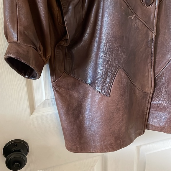 Mexico Mexican leather jacket brown patchwork vi rage 1980s 1990s - Picture 2 of 12